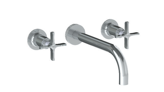 CROSBY WALL MOUNTED 3 HOLE LAVATORY SET WITH CROSS HANDLE