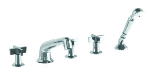 JONATHAN ROMAN TUB SET AND HAND SHOWER WITH CROSS HANDLE