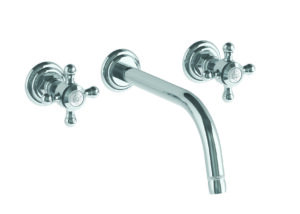 MORGAN WALL MOUNTED 3 HOLE LAVATORY SET WITH CROSS HANDLE