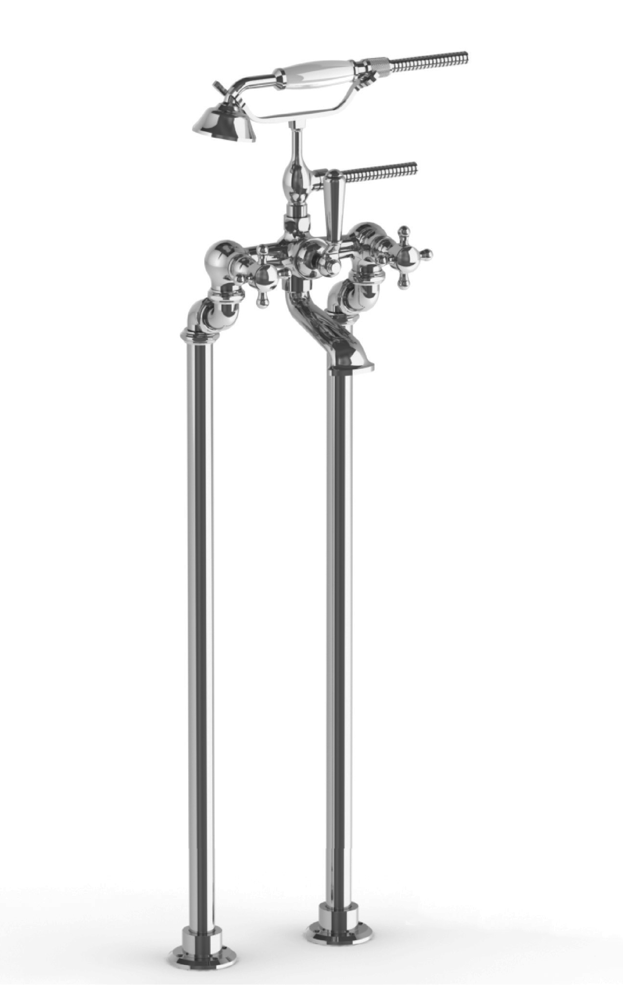 SYDNEY FLOOR STANDING BATH SET WITH HAND SHOWER WITH CROSS HANDLE