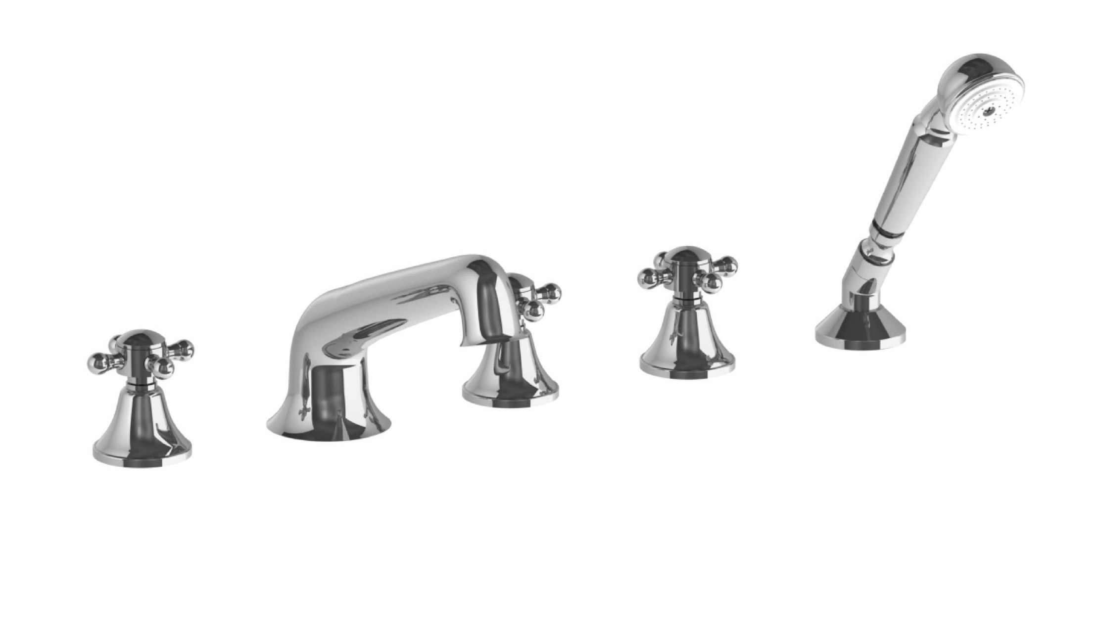 SYDNEY ROMAN TUB SET AND HAND SHOWER WITH CROSS HANDLE