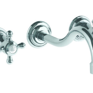 CLAIRE WALL MOUNTED 3 HOLE LAVATORY SET WITH CROSS HANDLE