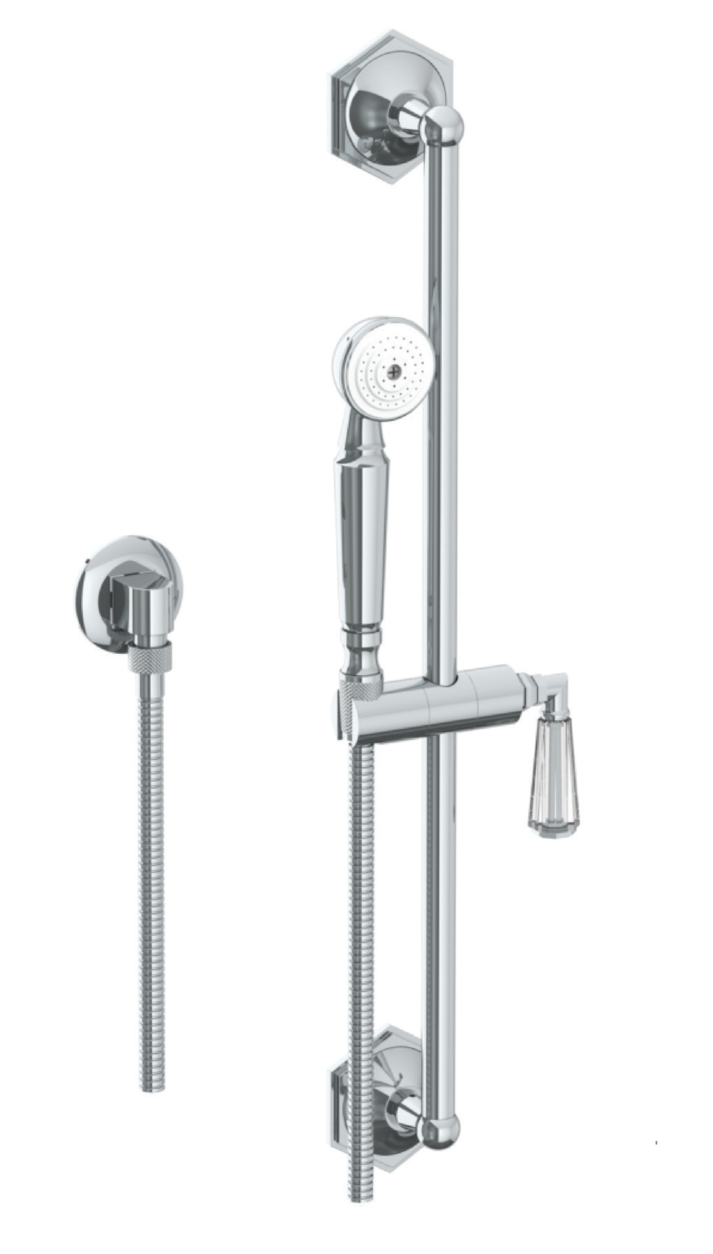 ADDISON SHOWER POSITIONING BAR WITH CRYSTAL HANDLE