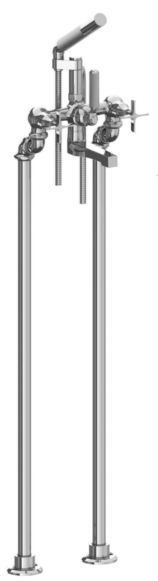 CROSBY FLOOR STANDING BATH SET WITH HAND SHOWER AND CROSS HANDLE
