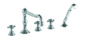 CLAIRE ROMAN TUB SET AND HAND SHOWER WITH CROSS HANDLE