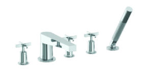 CROSBY ROMAN TUB SET AND HAND SHOWER WITH CROSS HANDLE